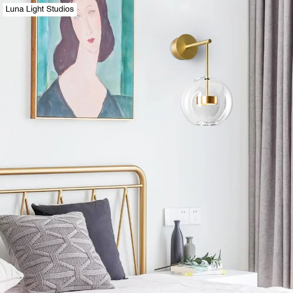 DecorBites™ DecorBites™ Nordic Gold Ball Wall Sconce with Clear Glass Shade - 1 Light