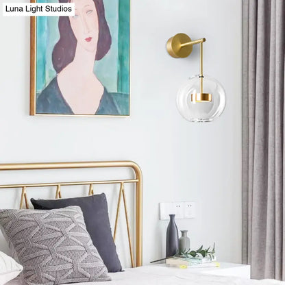 DecorBites™ DecorBites™ Nordic Gold Ball Wall Sconce with Clear Glass Shade - 1 Light