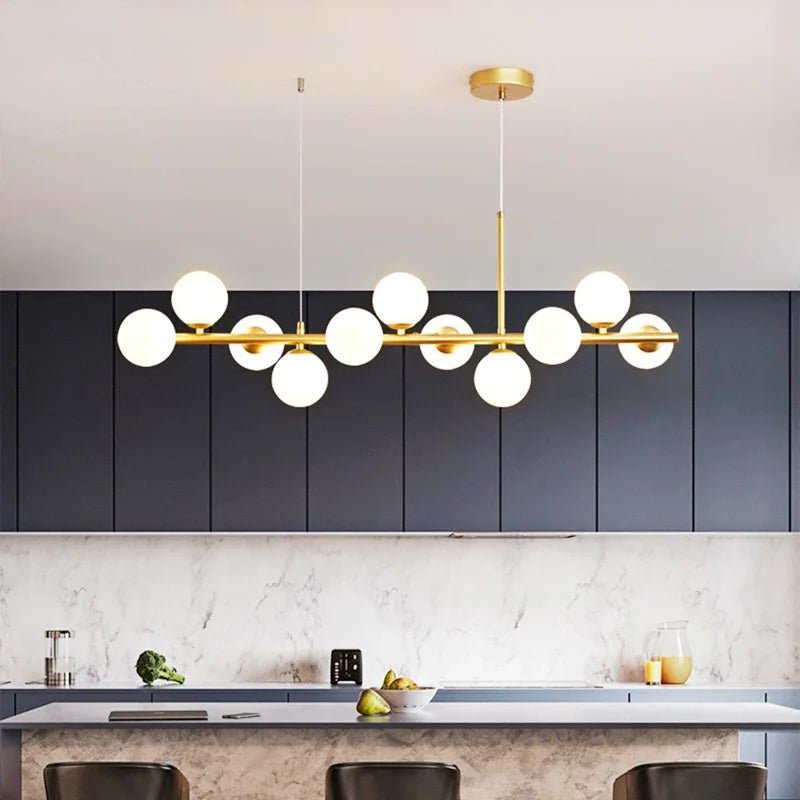 Nordic Gold Glass Globe 11-Light Pendant Lamp - Decorbites