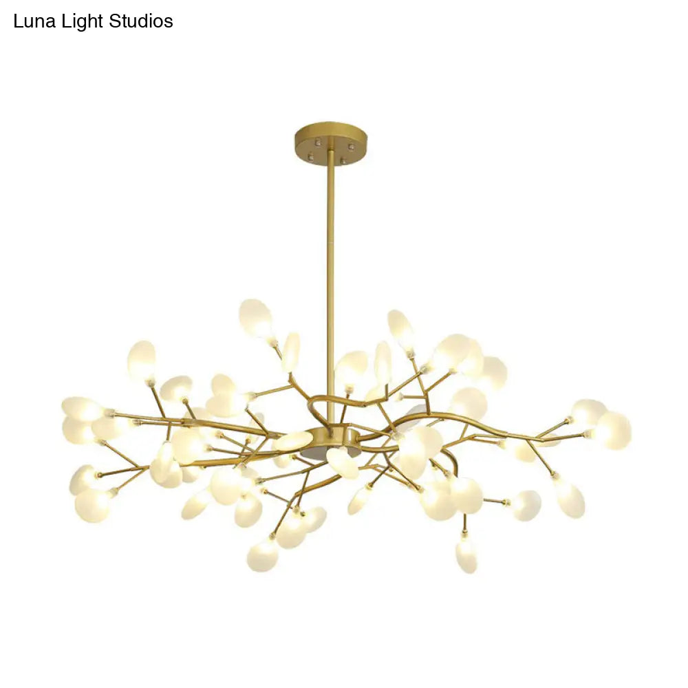 Nordic Gold LED Chandelier: Acrylic Branch Ceiling Lamp for Bedroom
