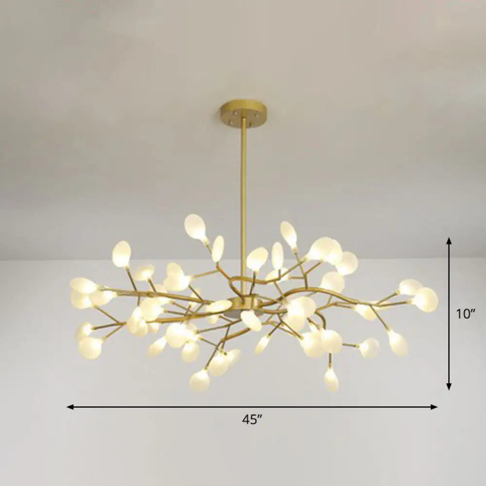Nordic Gold LED Chandelier: Acrylic Branch Ceiling Lamp for Bedroom
