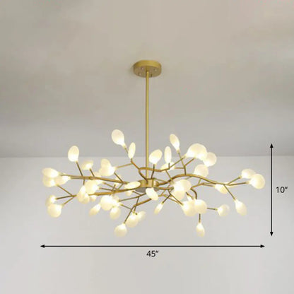 Nordic Gold LED Chandelier: Acrylic Branch Ceiling Lamp for Bedroom