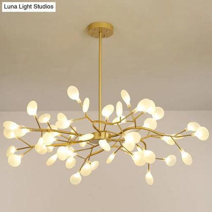 Nordic Gold LED Chandelier: Acrylic Branch Ceiling Lamp for Bedroom