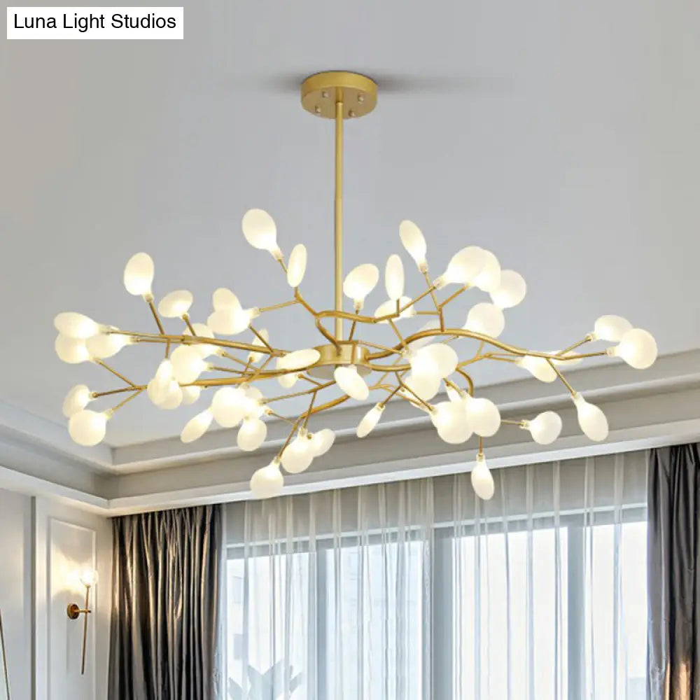 Nordic Gold LED Chandelier: Acrylic Branch Ceiling Lamp for Bedroom