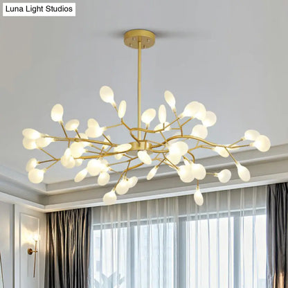 Nordic Gold LED Chandelier: Acrylic Branch Ceiling Lamp for Bedroom