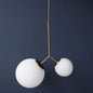 Nordic Gold Pendant Ceiling Light with Globe White Glass Shade - Set of 2