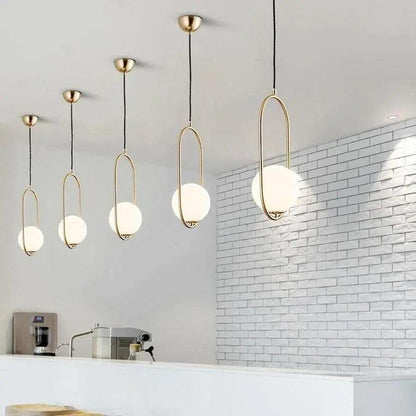 Nordic Gold Pendant Light with Glass Shade