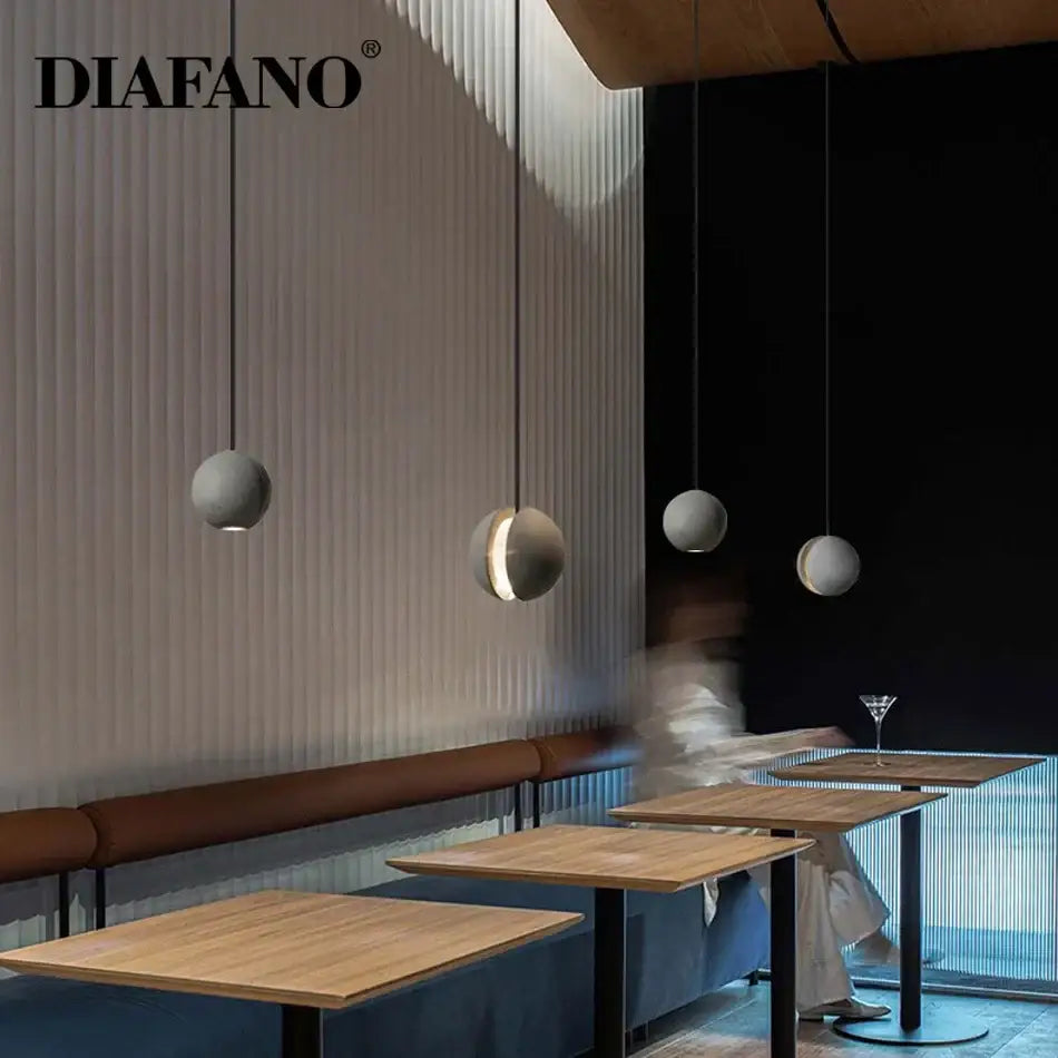 Nordic gray and gold decorbites cement pendant light with matte gray spherical shades for dining room lighting