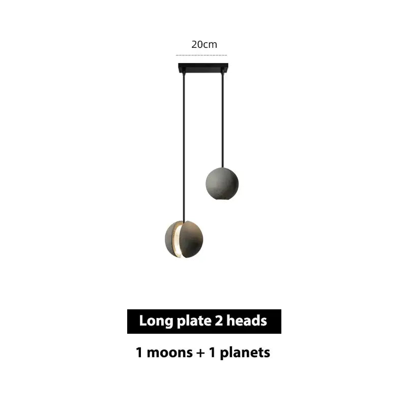 Nordic gray and gold decorbites cement pendant light with two spherical fixtures for dining room pendant light decor