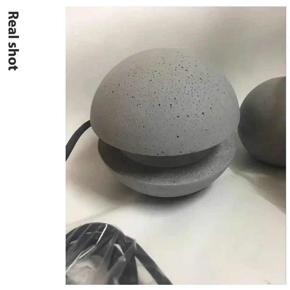 Nordic gray and gold cement pendant light with gray speckled concrete dome for dining room decorbites cement pendant