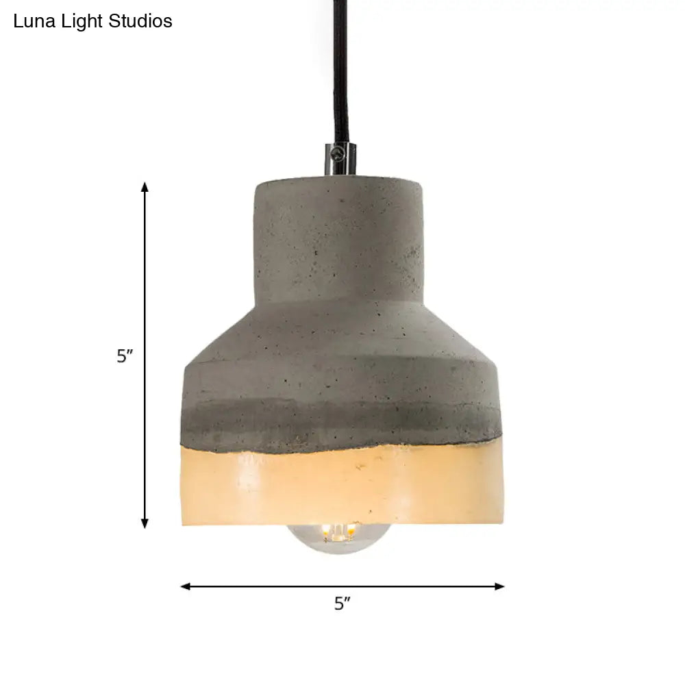 Nordic Grey Dome/Cone/Barn Shaped Hanging Light for Kitchen Bar Ceiling - 1 Head Pendant