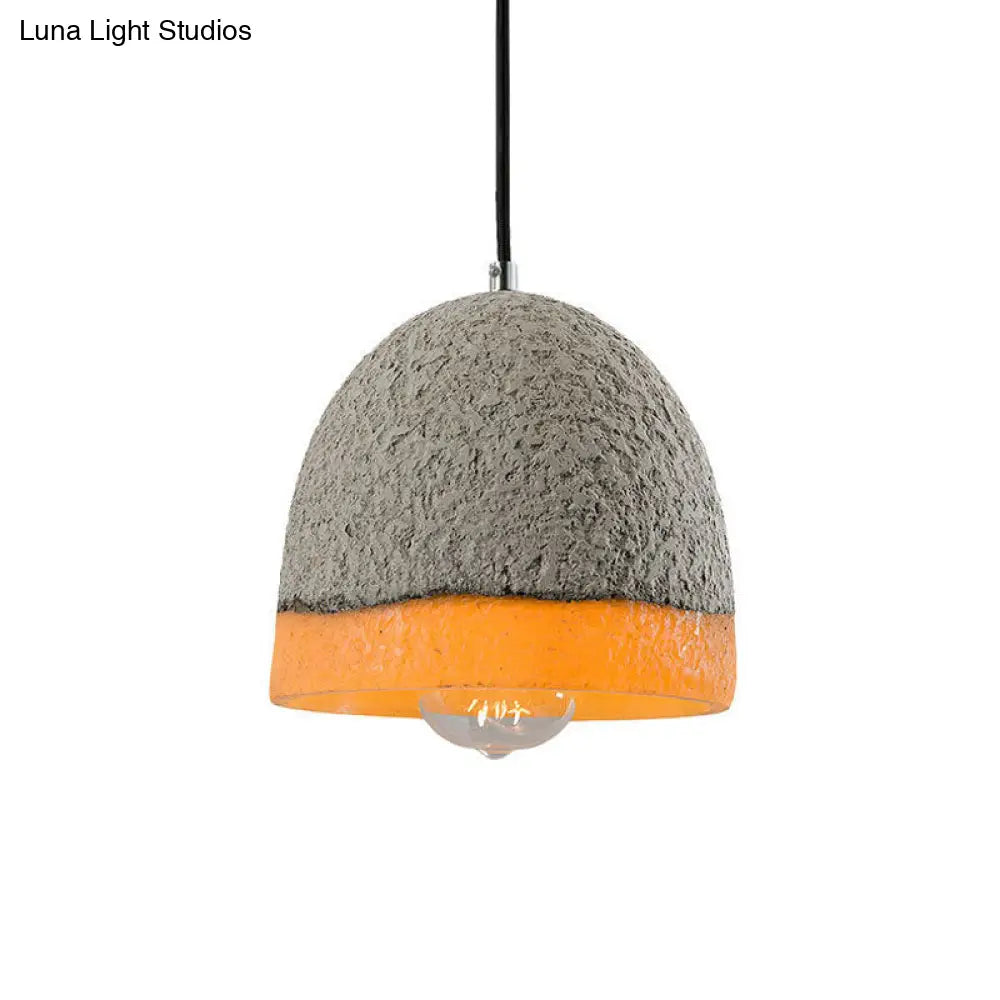 Nordic Grey Dome/Cone/Barn Shaped Hanging Light for Kitchen Bar Ceiling - 1 Head Pendant