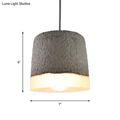 Nordic Grey Dome/Cone/Barn Shaped Hanging Light for Kitchen Bar Ceiling - 1 Head Pendant