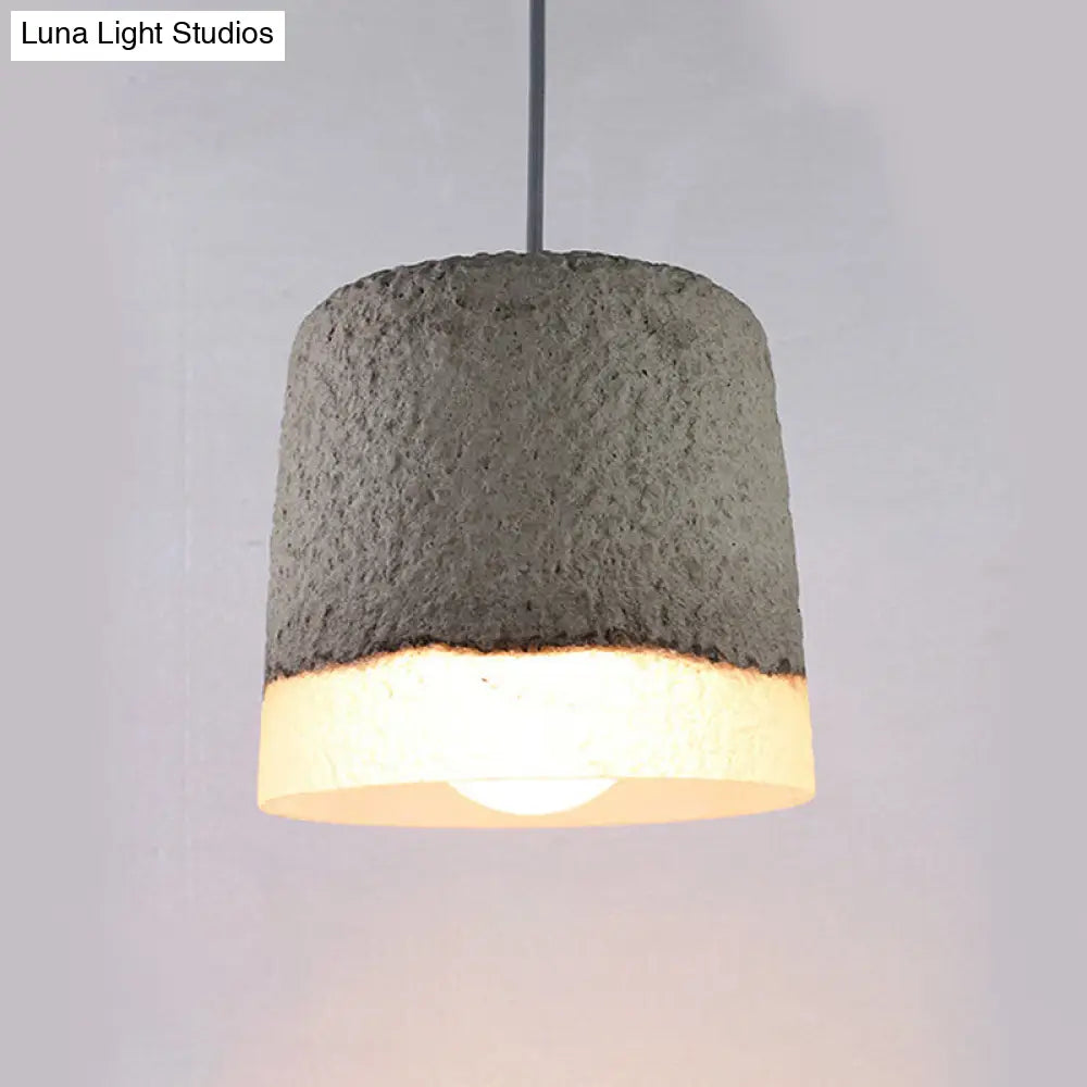 Nordic Grey Dome/Cone/Barn Shaped Hanging Light for Kitchen Bar Ceiling - 1 Head Pendant