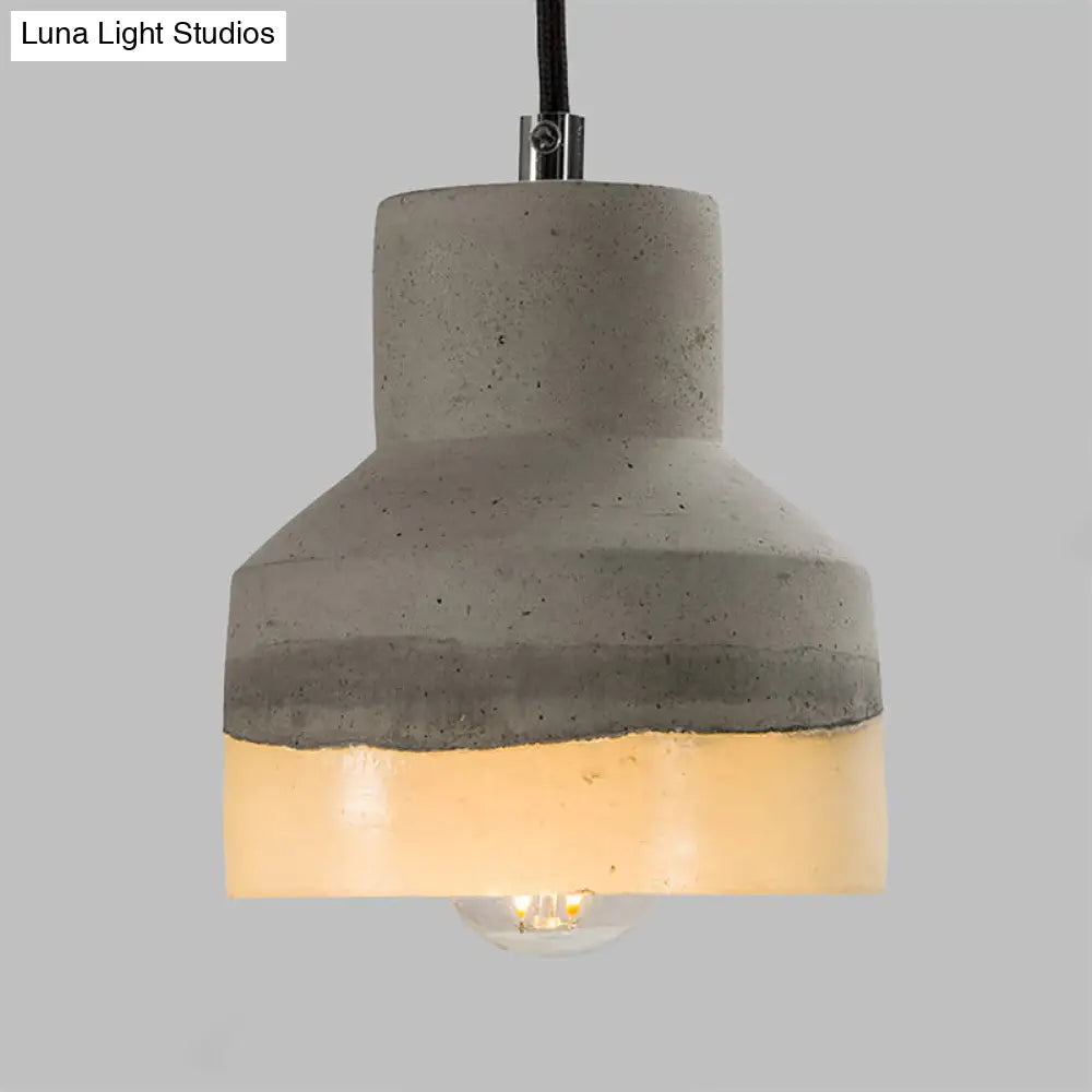 Nordic Grey Dome/Cone/Barn Shaped Hanging Light for Kitchen Bar Ceiling - 1 Head Pendant