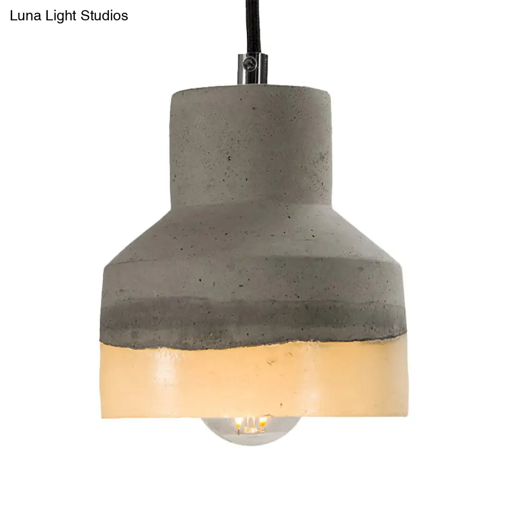 Nordic Grey Dome/Cone/Barn Shaped Hanging Light for Kitchen Bar Ceiling - 1 Head Pendant