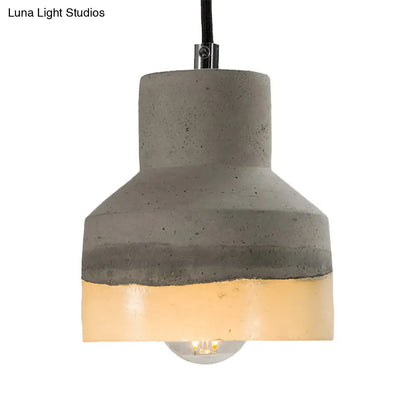 Nordic Grey Dome/Cone/Barn Shaped Hanging Light for Kitchen Bar Ceiling - 1 Head Pendant