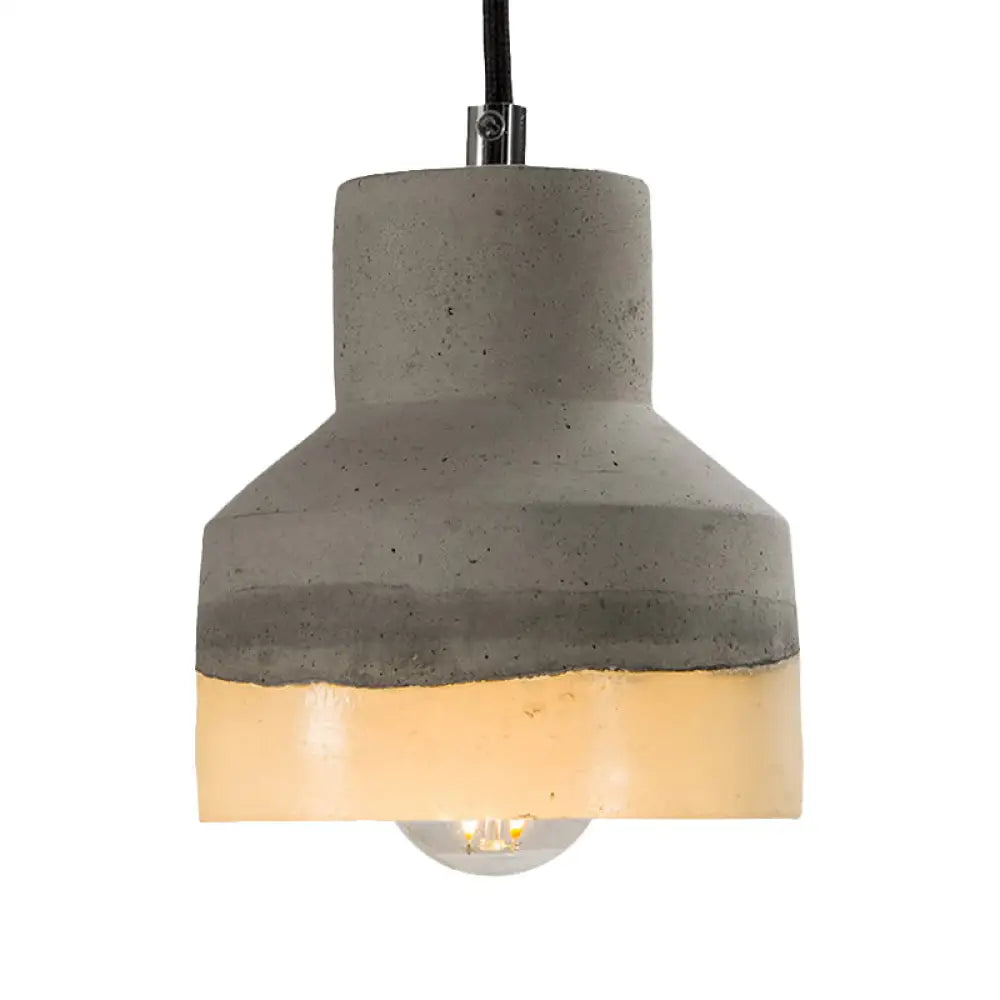 Nordic Grey Dome/Cone/Barn Shaped Hanging Light for Kitchen Bar Ceiling - 1 Head Pendant