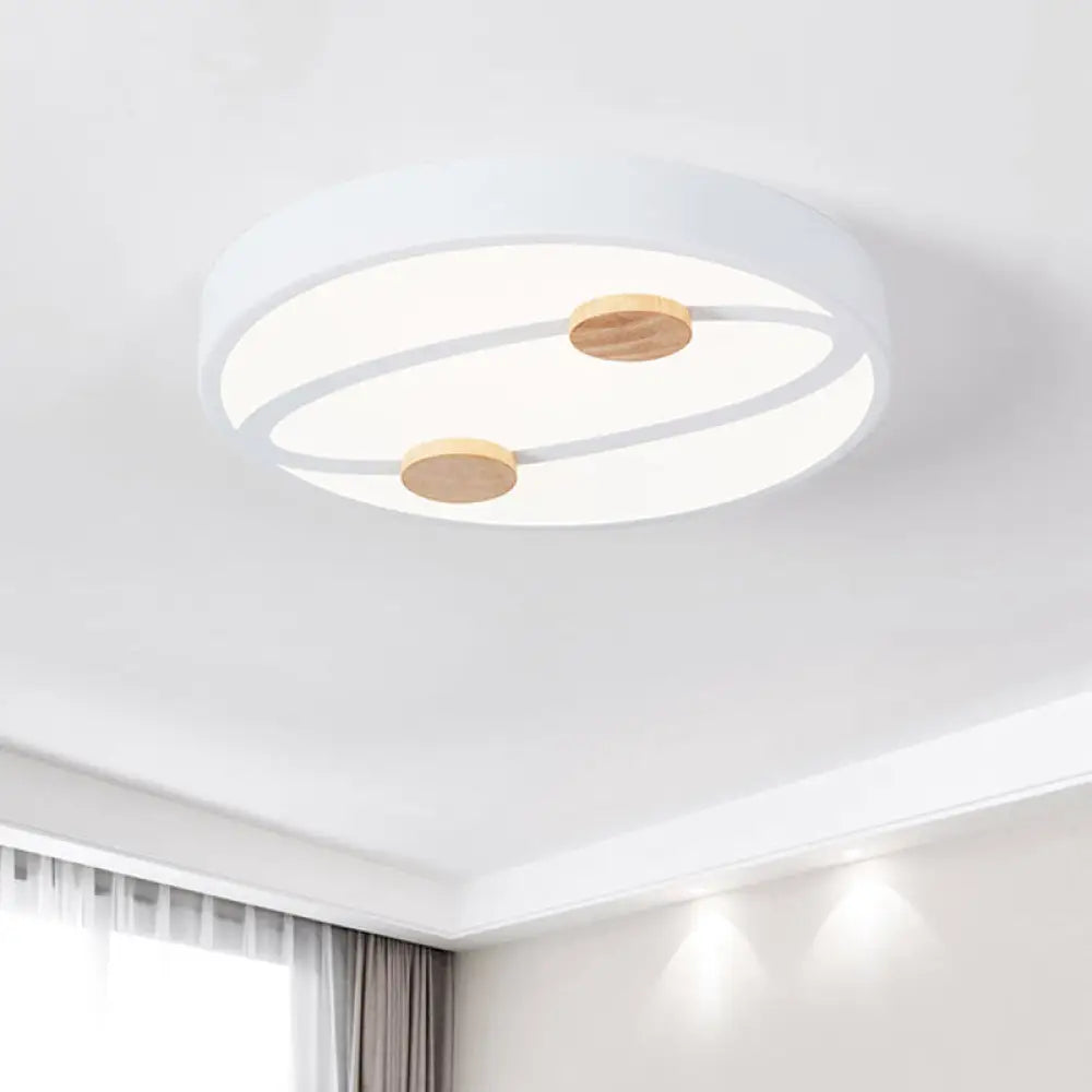 DecorBites™ DecorBites™ Nordic Grey/White/Green LED Flush Mount Ceiling Light with Rounded Acrylic Design and Round Wood Decor, 16"/19.5" Wide