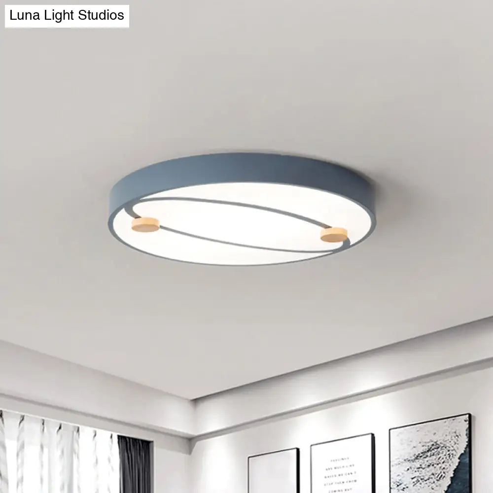 DecorBites™ DecorBites™ Nordic Grey/White/Green LED Flush Mount Ceiling Light with Rounded Acrylic Design and Round Wood Decor, 16"/19.5" Wide