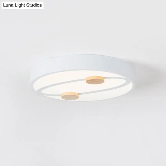 DecorBites™ DecorBites™ Nordic Grey/White/Green LED Flush Mount Ceiling Light with Rounded Acrylic Design and Round Wood Decor, 16"/19.5" Wide