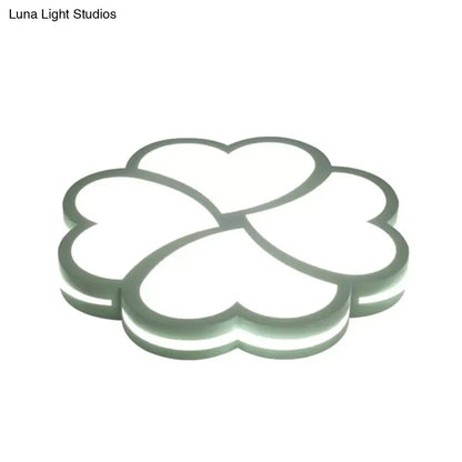 DecorBites™ DecorBites™ Nordic Heart Petal Acrylic Green LED Flush Mount Light for Foyer and Bedroom