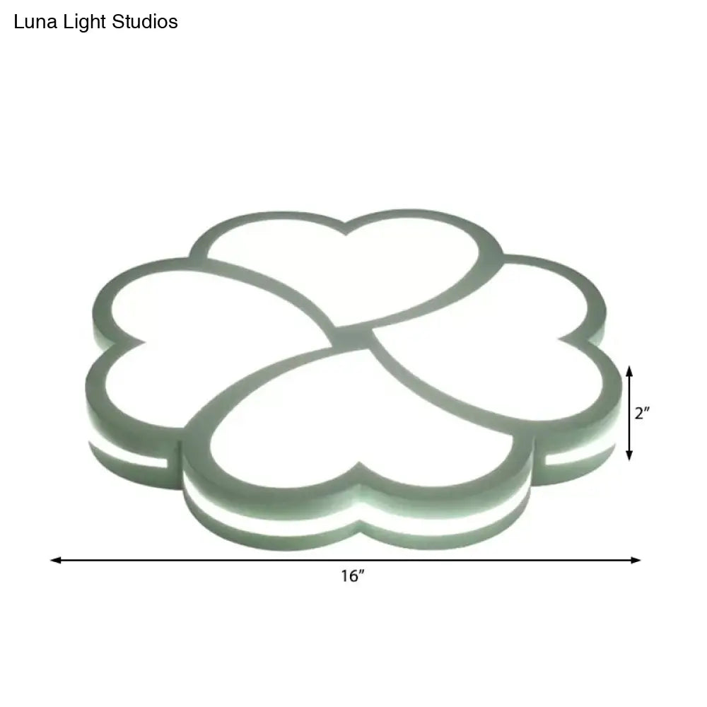 DecorBites™ DecorBites™ Nordic Heart Petal Acrylic Green LED Flush Mount Light for Foyer and Bedroom
