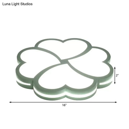 DecorBites™ DecorBites™ Nordic Heart Petal Acrylic Green LED Flush Mount Light for Foyer and Bedroom