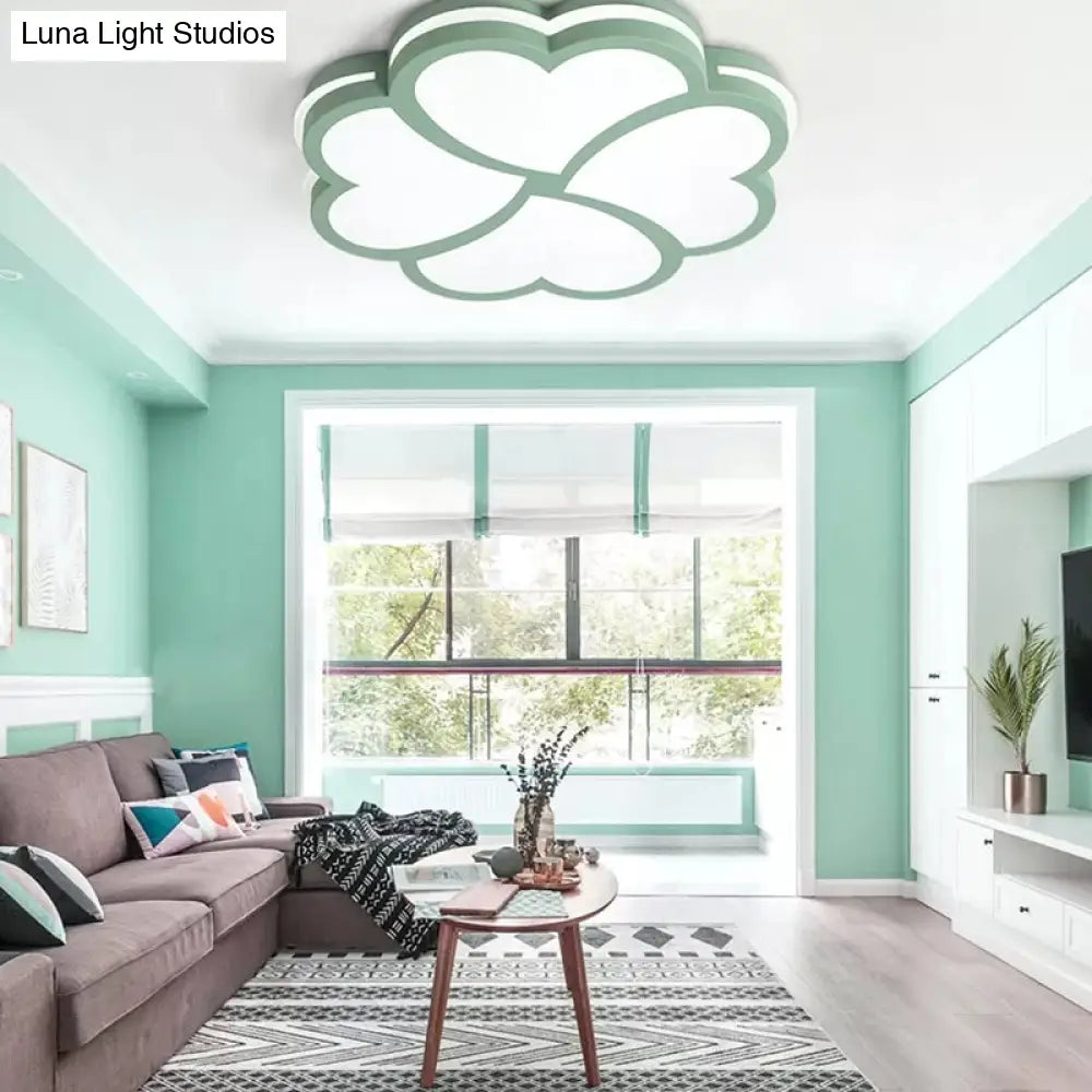 DecorBites™ DecorBites™ Nordic Heart Petal Acrylic Green LED Flush Mount Light for Foyer and Bedroom