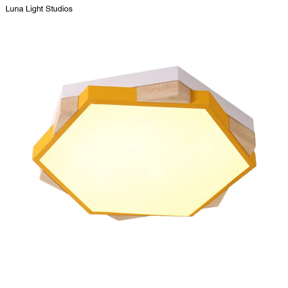 DecorBites™ DecorBites™ Nordic Hexagon Flush Mount Acrylic Ceiling Lamp for Study Room
