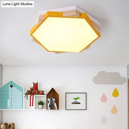 DecorBites™ DecorBites™ Nordic Hexagon Flush Mount Acrylic Ceiling Lamp for Study Room