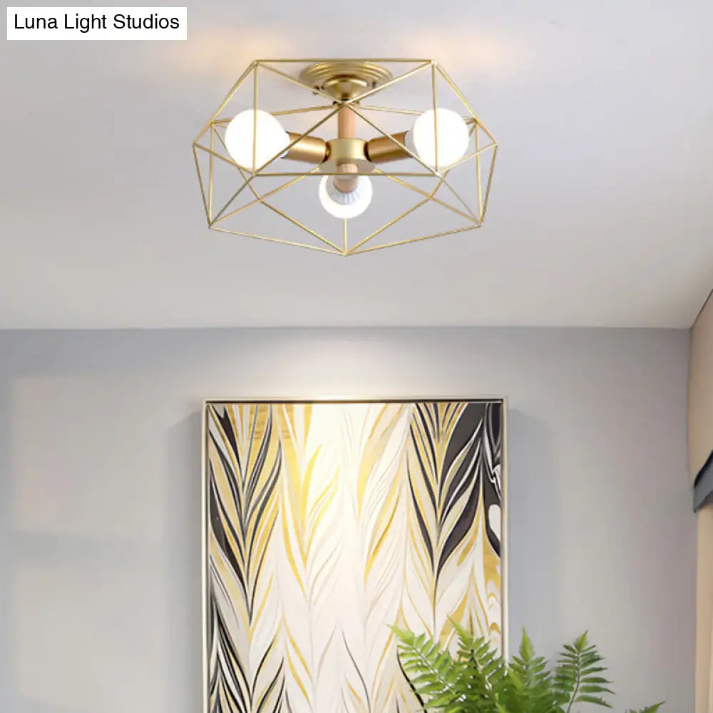 DecorBites™ DecorBites™ Nordic Industrial Geometric Flush Mount Ceiling Light for Bedroom - Metal Flush Mount Fixture