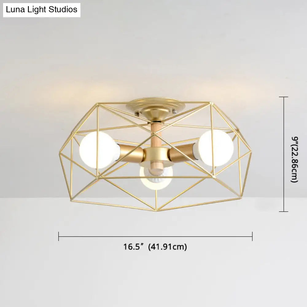 DecorBites™ DecorBites™ Nordic Industrial Geometric Flush Mount Ceiling Light for Bedroom - Metal Flush Mount Fixture