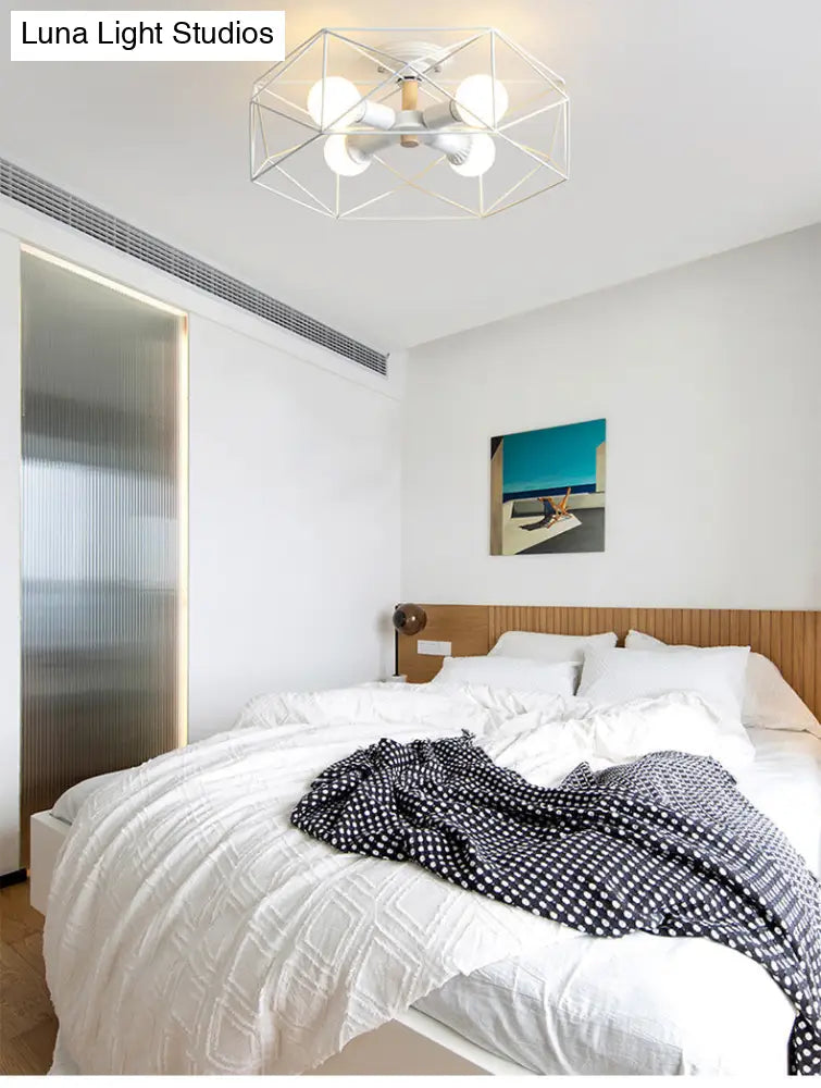 DecorBites™ DecorBites™ Nordic Industrial Geometric Flush Mount Ceiling Light for Bedroom - Metal Flush Mount Fixture