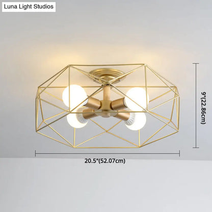 DecorBites™ DecorBites™ Nordic Industrial Geometric Flush Mount Ceiling Light for Bedroom - Metal Flush Mount Fixture