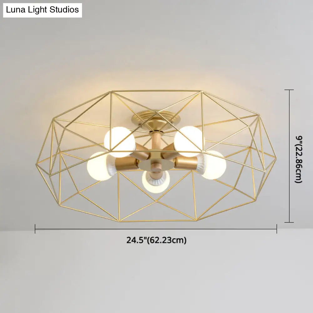 DecorBites™ DecorBites™ Nordic Industrial Geometric Flush Mount Ceiling Light for Bedroom - Metal Flush Mount Fixture