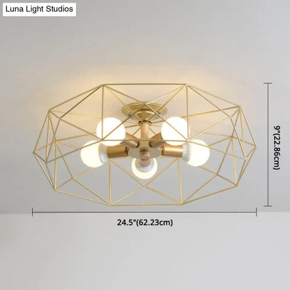 DecorBites™ DecorBites™ Nordic Industrial Geometric Flush Mount Ceiling Light for Bedroom - Metal Flush Mount Fixture