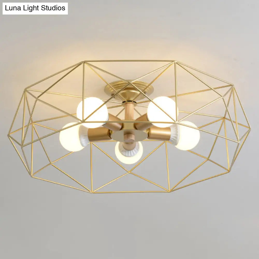 DecorBites™ DecorBites™ Nordic Industrial Geometric Flush Mount Ceiling Light for Bedroom - Metal Flush Mount Fixture