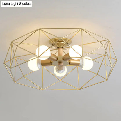 DecorBites™ DecorBites™ Nordic Industrial Geometric Flush Mount Ceiling Light for Bedroom - Metal Flush Mount Fixture