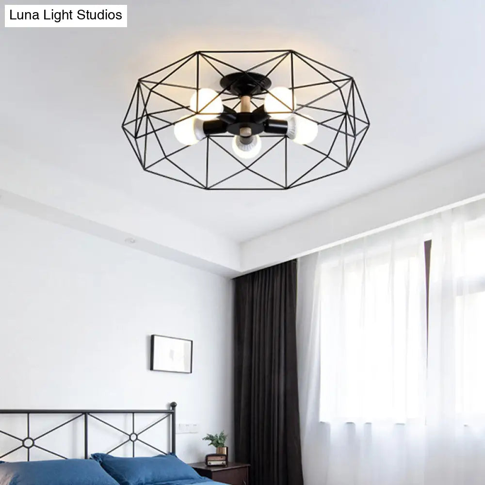 DecorBites™ DecorBites™ Nordic Industrial Geometric Flush Mount Ceiling Light for Bedroom - Metal Flush Mount Fixture