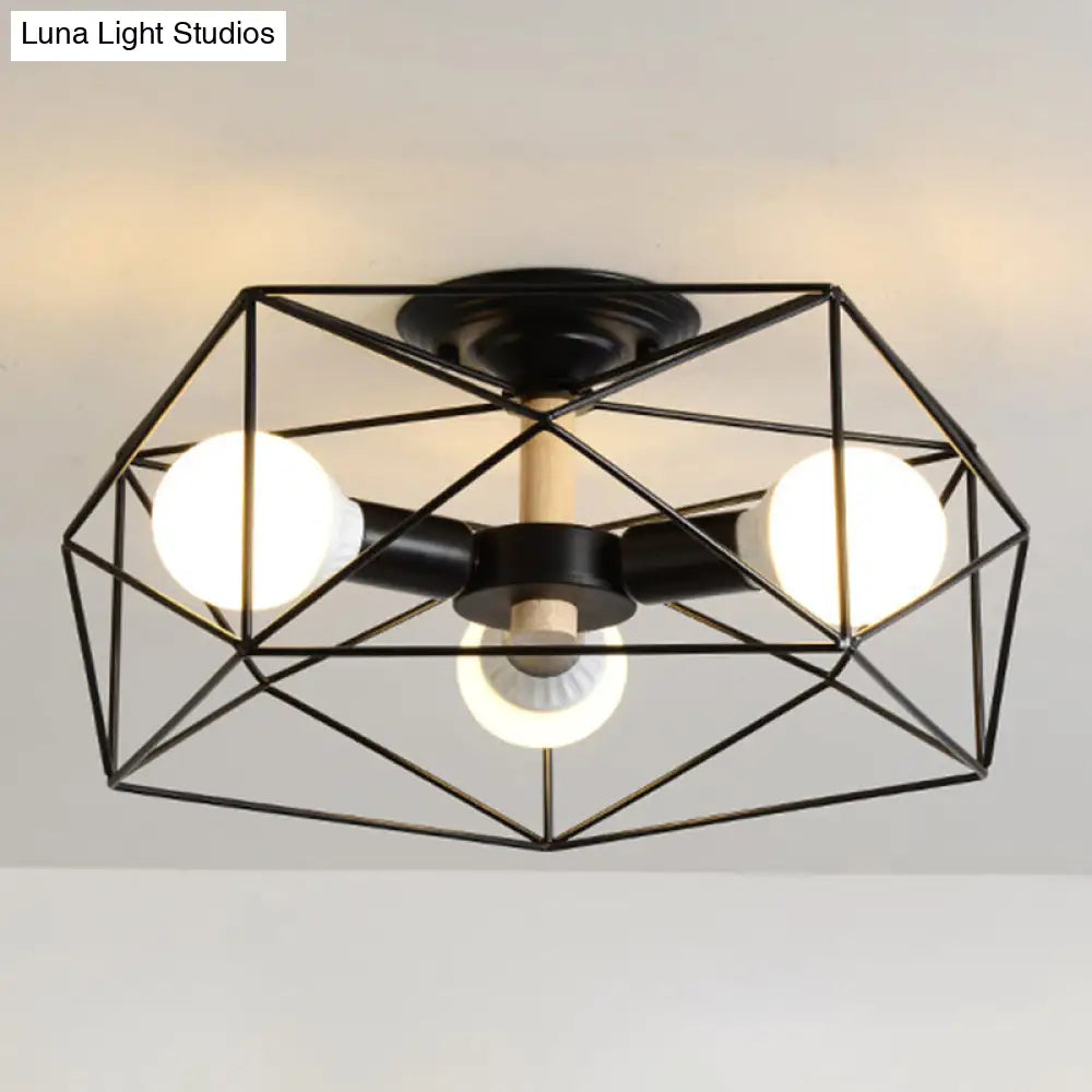 DecorBites™ DecorBites™ Nordic Industrial Geometric Flush Mount Ceiling Light for Bedroom - Metal Flush Mount Fixture