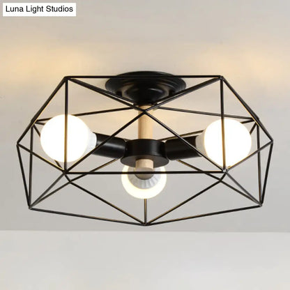 DecorBites™ DecorBites™ Nordic Industrial Geometric Flush Mount Ceiling Light for Bedroom - Metal Flush Mount Fixture
