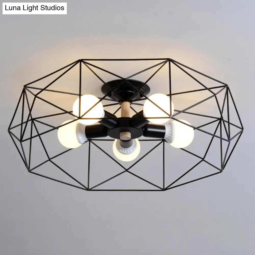 DecorBites™ DecorBites™ Nordic Industrial Geometric Flush Mount Ceiling Light for Bedroom - Metal Flush Mount Fixture