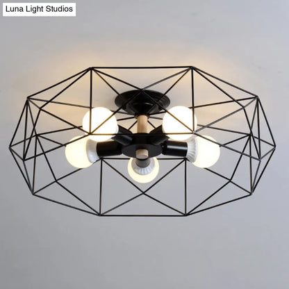 DecorBites™ DecorBites™ Nordic Industrial Geometric Flush Mount Ceiling Light for Bedroom - Metal Flush Mount Fixture