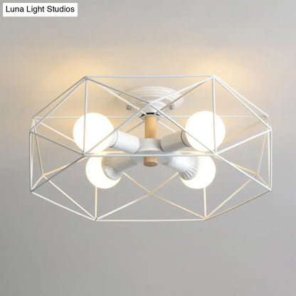 DecorBites™ DecorBites™ Nordic Industrial Geometric Flush Mount Ceiling Light for Bedroom - Metal Flush Mount Fixture