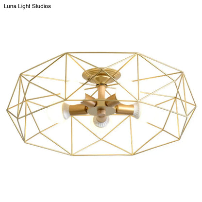 DecorBites™ DecorBites™ Nordic Industrial Geometric Flush Mount Ceiling Light for Bedroom - Metal Flush Mount Fixture