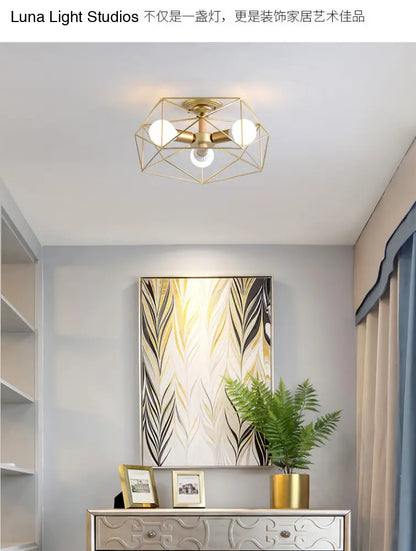 DecorBites™ DecorBites™ Nordic Industrial Geometric Flush Mount Ceiling Light for Bedroom - Metal Flush Mount Fixture