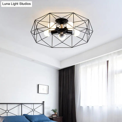 DecorBites™ DecorBites™ Nordic Industrial Geometric Flush Mount Ceiling Light for Bedroom - Metal Flush Mount Fixture
