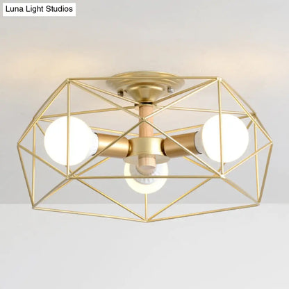 DecorBites™ DecorBites™ Nordic Industrial Geometric Flush Mount Ceiling Light for Bedroom - Metal Flush Mount Fixture