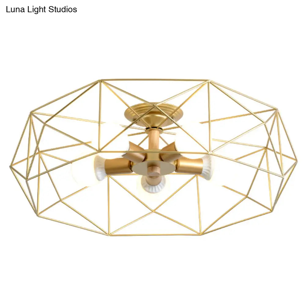 DecorBites™ DecorBites™ Nordic Industrial Geometric Flush Mount Ceiling Light for Bedroom - Metal Flush Mount Fixture